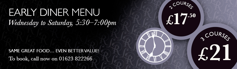 Early Diner Menu – 2 Courses, £12